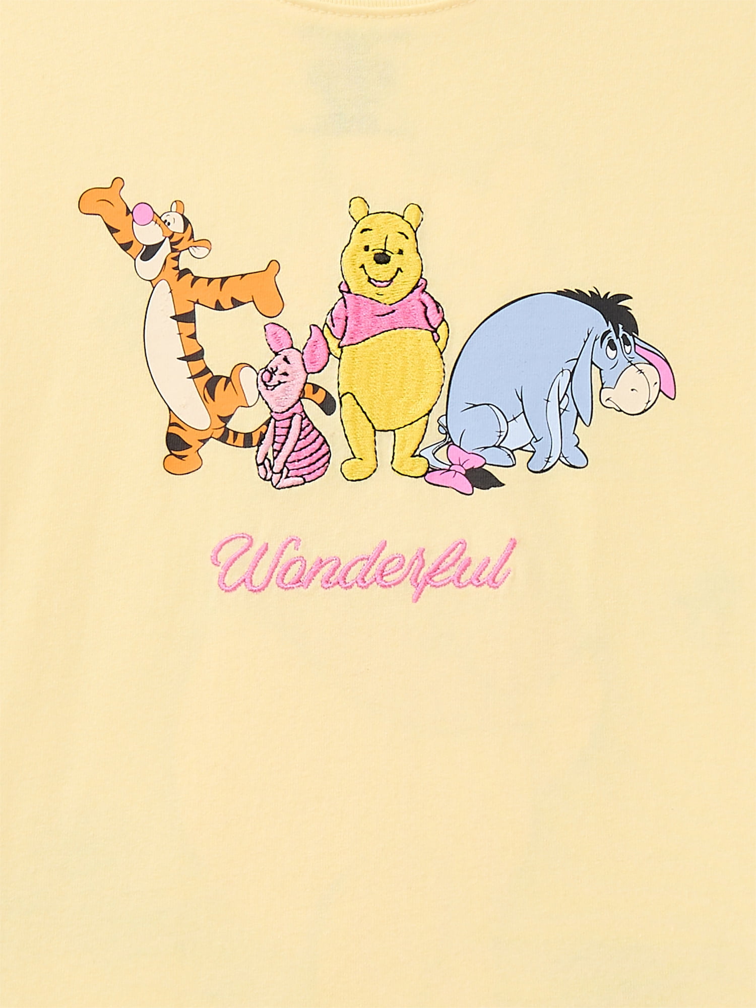 Winnie the Pooh Girls Embroidered Graphic Tee with Short Sleeves, Sizes 4-16