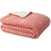 Sedona House KTBK5003 Jacquard Soft Warm Lightweight Flannel Blanket 60x80 Twin Size Pink