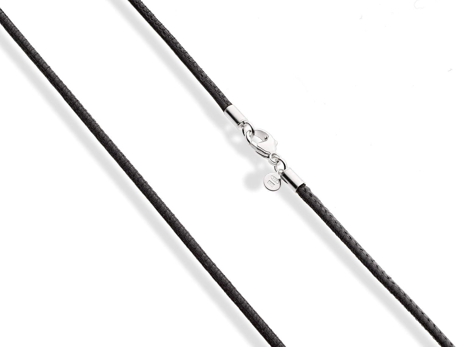 XC Genuine 2mm Black or Brown Italian Leather Cord Chain Necklace for Men Women with 925 Sterling Silver Clasp Made in Italy