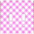 thumbnail image 2 of Metal Light Switch Wall Plate Outlet Cover (Pastel Pink Gingham Picnic Wallpaper - Double Toggle), 2 of 2