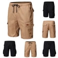 thumbnail image 1 of BADHUB Drawstring Cargo Shorts for Men Multi-Pocket Elastic Waist Ripstop Work Shorts Straight Outdoor Hiking Shorts Clearance Black L, 1 of 8