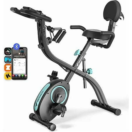 Folding Exercise Bike, Foldable Stationary Bikes for Home, 4 in 1 Upright Indoor Cycling Bike with 16-Level Magnetic Resistance