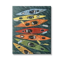 Stupell Industries Rainbow Hue Kayaks Transportation Painting Gallery Wrapped Canvas Art Print Wall Art, 16 x 20