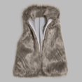 thumbnail image 3 of Women's Faux Fur Vest - Stand Collar Warm Outerwear Gilet, Black & White, XXL, 3 of 3