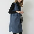 thumbnail image 5 of Robe Chandail Courte Sans Manches à Col en V pour Femme, Tricotée, Unie, avec Poches, Décontractée, Confortable, Tunique à Enfiler, 5 of 5