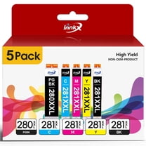 280 281 Ink Cartridge for Canon 280 and 281 Ink PGI-280XXL CLI-281XXL for Canon TR8620 TS9520 TR8520 TS6220 TS6320 Printer (PGBK, Black, Cyan, Magenta, Yellow, 5 Pack)