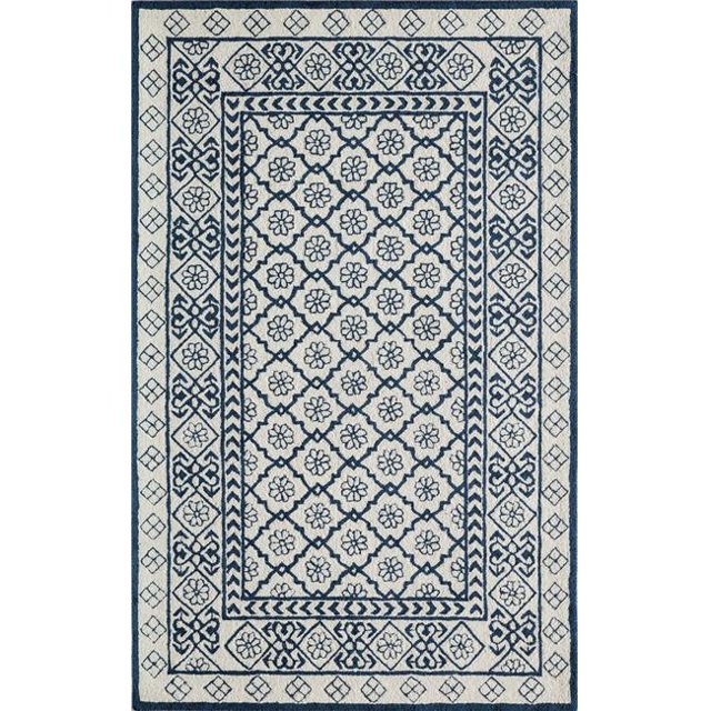 Momeni NEWPONP-17BLU5080 Newport Indian Hand Tufted Area Rug, Blue - 5 x 8 ft.