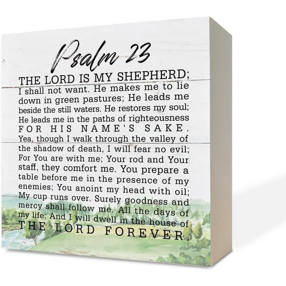 Zomyto 5x5 IN Christian Wood Signs, Bible Verse Psalm 23 - The Lord is My Shepherd