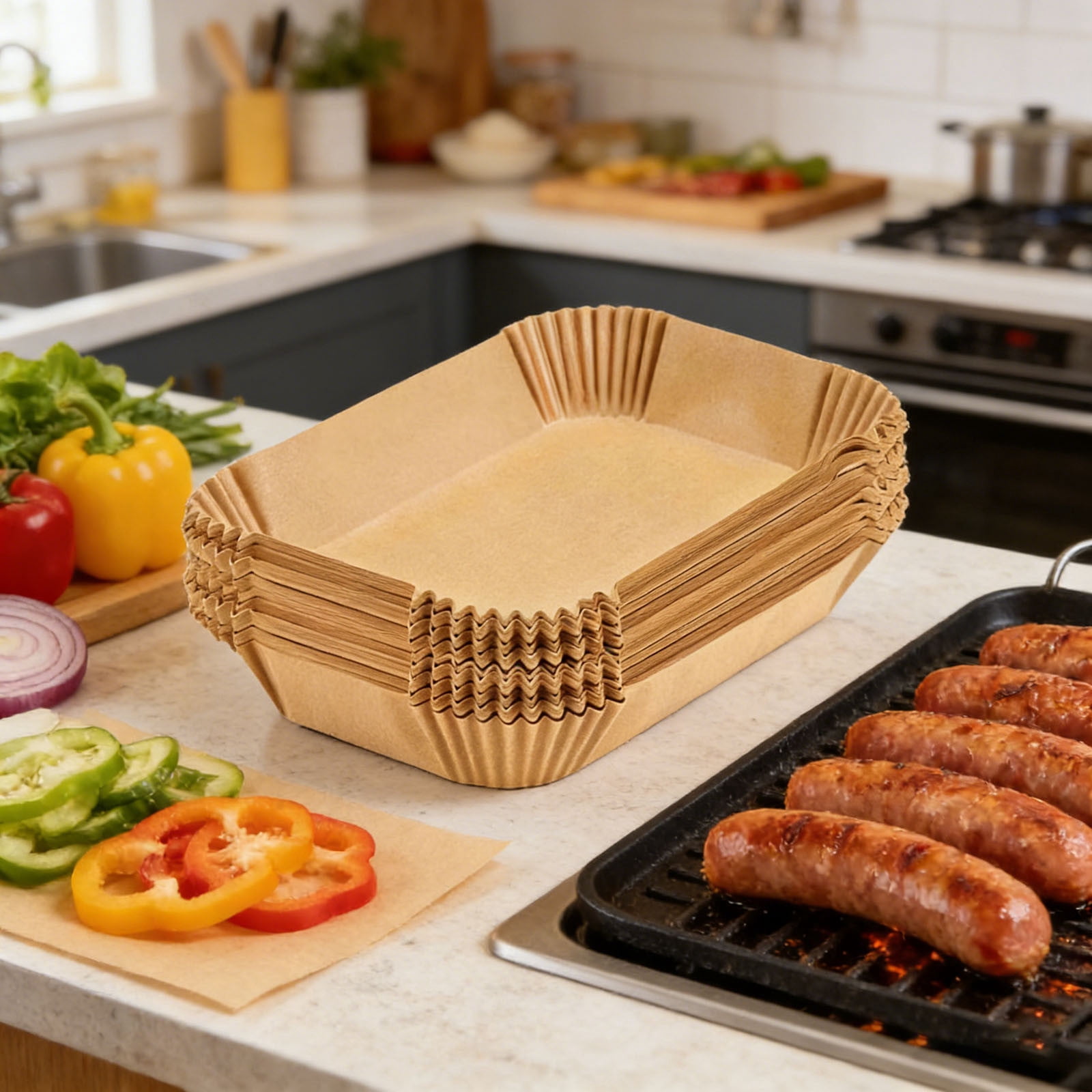 Ailezt Air Fryer Parchment Paper Sheets Non Stick Cooking Liners For Meals And Easy