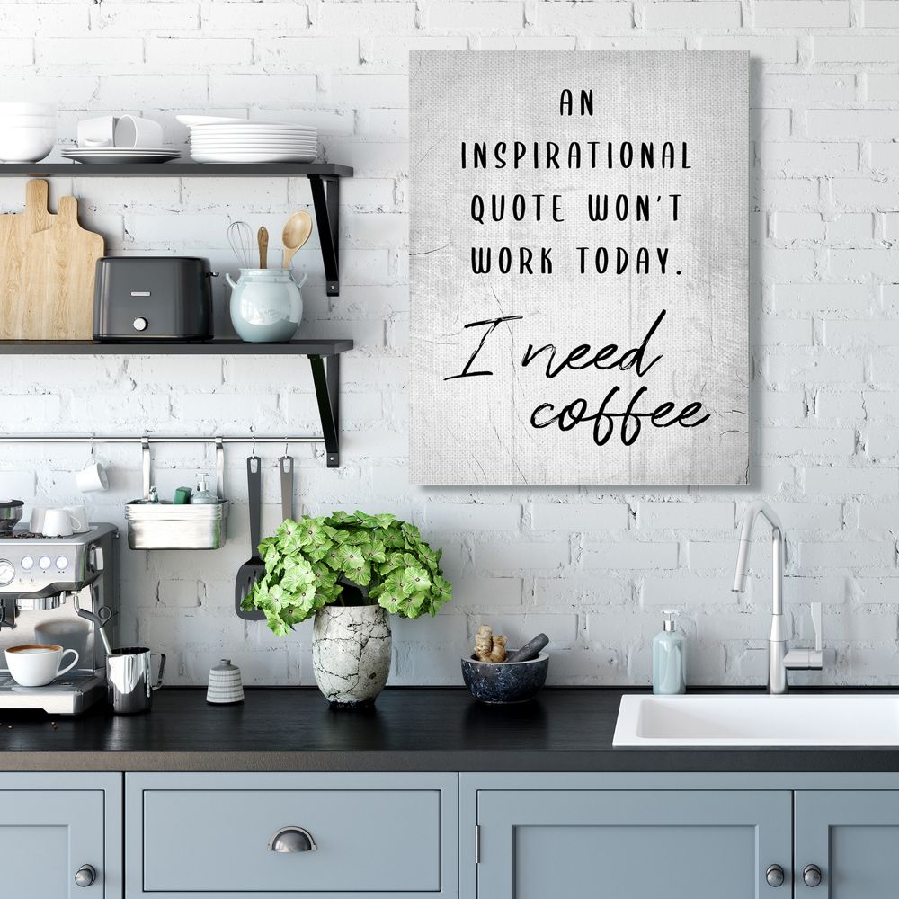 Stupell Industries Hilarious I Need Coffee Inspirational Joke Black White Canvas Wall Art Design by Daphne Polselli, 30" x 40"