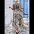 thumbnail image 4 of Vestido de Verano para Mujer, Estilo Bohemio, Informal, con Lazo Frontal y Estampado Floral, para Playa y Verano. Azul Neblina L, 4 of 6