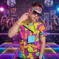 thumbnail image 6 of Alaiyaky 6 Pcs Mens 80s 90s Outfits Hip Hop Costumes Accessories Colorful T Shirt Set for Rock Disco Party, 6 of 9