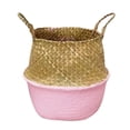 thumbnail image 2 of Canasta de almacenamiento de hierba de mar Colco Paja Patchwork Mimbre Ratán Belly Garden Pink L, 2 of 8