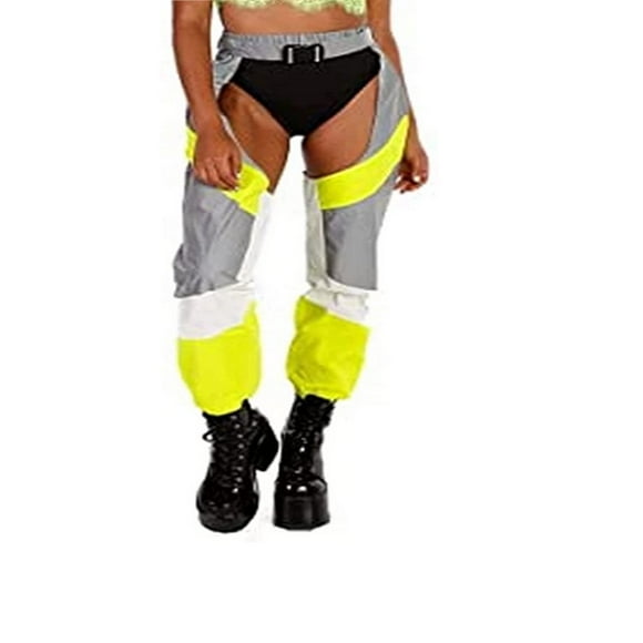 Women‘s Ladies Hollow Out Patchwork/ Solid Loose High Waist Fit Buckle Trousers for Club Wear Bottomless Festival Pants Legging