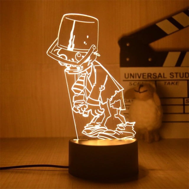 Luz nocturna LED 3D para plantas, zombis, cabezas de cubo, zombis