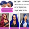 thumbnail image 3 of Pelucas con encaje frontal Guebb Body Wave, cabello humano azul oscuro de 22 pulgadas, 3 of 6