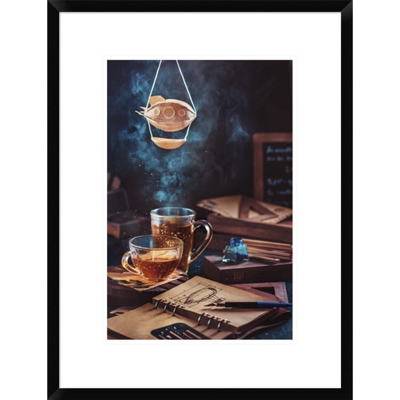 Global Gallery Dina Belenko 'Steampunk Tea (with A Blimp)' Framed Wall Art
