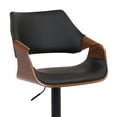 thumbnail image 6 of Armen Living Indoor Aspen Adjustable Swivel Black Faux Leather and Walnut Wood Bar Stool with Black Base, 6 of 10