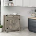 thumbnail image 3 of VINGLI Modern Farmhouse Accent Cabinet,Small Coffee Bar Cabinet,Barn Door Buffet Cabinet with Drawer,Grey, 3 of 7