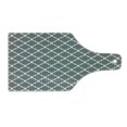 thumbnail image 2 of Grey Cutting Board, Quatrefoil Pattern Barbed Design Geometric Leaf Print Lattice Country Life Inspired, Tempered Glass Cutting and Serving Board, Wine Bottle Shape, Gray White, by Ambesonne, 2 of 5