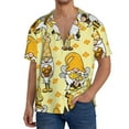 thumbnail image 3 of Naloa Garden Honeybee Gnomes Men's Loose Fit Cuban Collar Short-Sleeve Shirt with Button-down and Chest Pocket for Everyday Wear Outings - 4X-Large, 3 of 7
