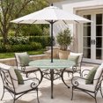 thumbnail image 4 of Round Outdoor Tablecloth with Umbrella Hole and Zipper, Sage Green Striped Fitted Table Cover with Elastic Edge for 55-60 Inch, Farmhouse Vintage Stripes Waterproof Patio Tablecoths for Picnic, 4 of 9