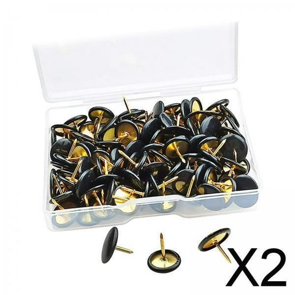 2x200x chinchetas con parte posterior plana, chinchetas, tableros de corcho, chinchetas para aviso escolar, color negro , 2 piezas