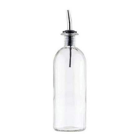 

18 oz Oil Bottle Clear Glass Stainless Steel Pourer (599PB)