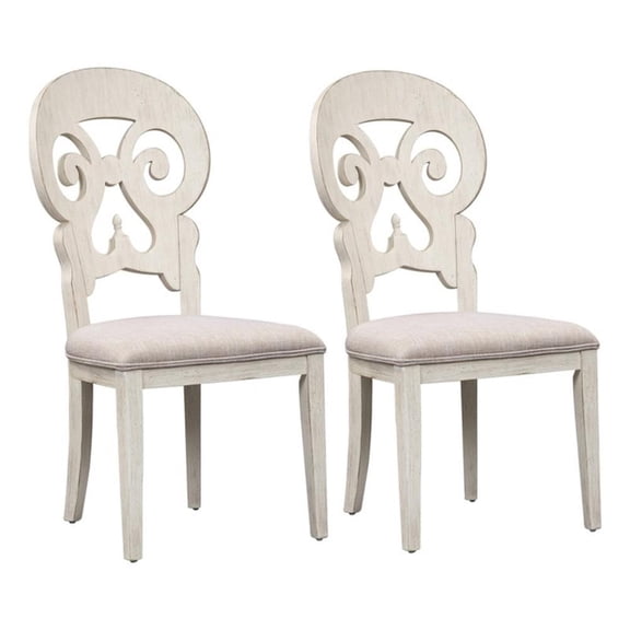 Farmhouse Reimagined White Splat Back Side Chair (RTA)-Set of 2