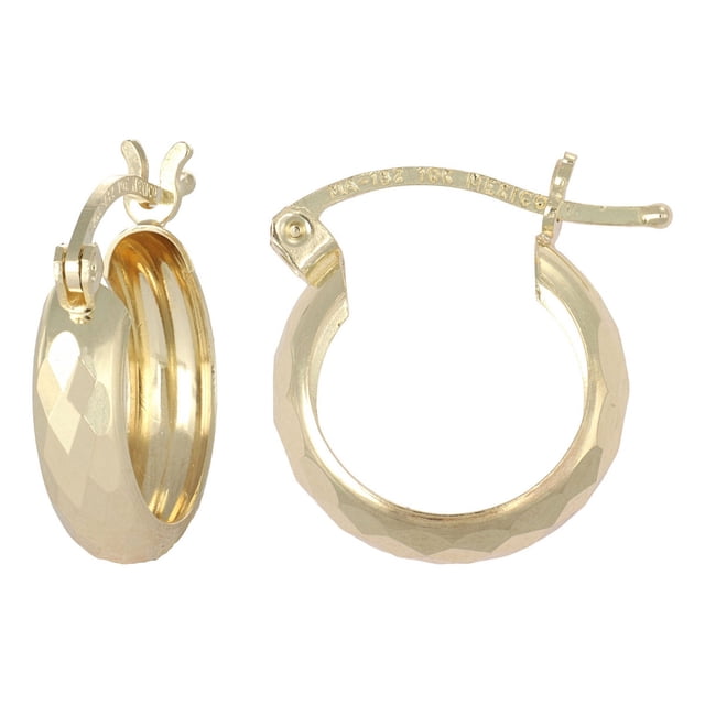 Arracada Bangle Imperial Jewelry Oro 10k Diamantado Rombos 12mm