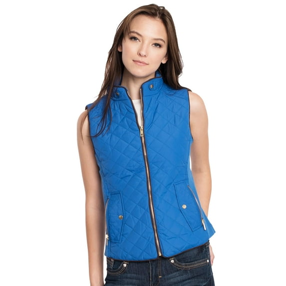 Ma Croix Womens Solid Quilted Padded Vest Jacket Zip Up Padding Outerwear