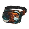 thumbnail image 2 of Fotbe Sac Banane Imprimé Aigle Chauve Texturé pour Femmes et Hommes, Sac de Taille Carré à Double Couche Imperméable avec Sangle Réglable pour Randonnée, Jogging, Cyclisme, 2 of 9
