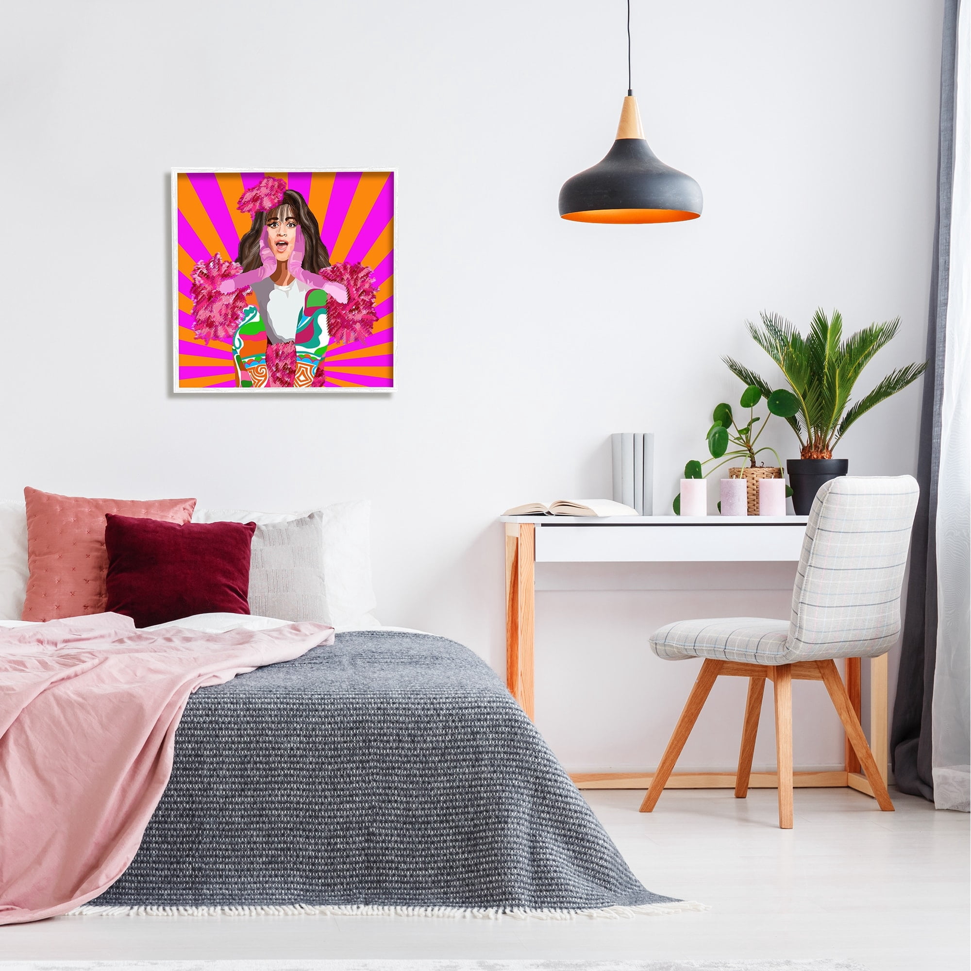 Stupell Industries Bold Pink Orange Stripes Camilla Fashion Outfit Graphic Art White Framed Art Print Wall Art, 24x24, by Lynnda Rakos