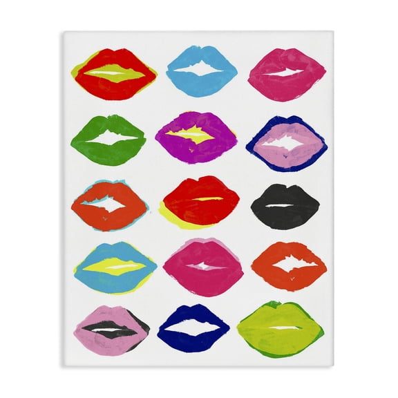 Stupell Industries Art Deco Colorful Kiss Fashion Designer Pattern Canvas Art, 16 x 20, by June Erica Vess