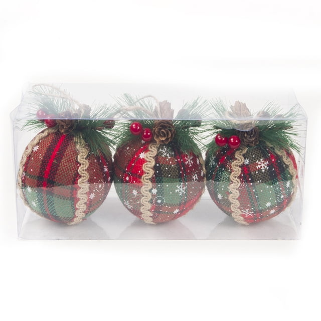 Matsuzay 3 piezas árbol de Navidad bolas colgantes de punto hecho a mano árboles de Navidad bolas de hilo adornos colgantes suministros Kits de decoración para fiestas No.01 Matsuzay HA007790-01B