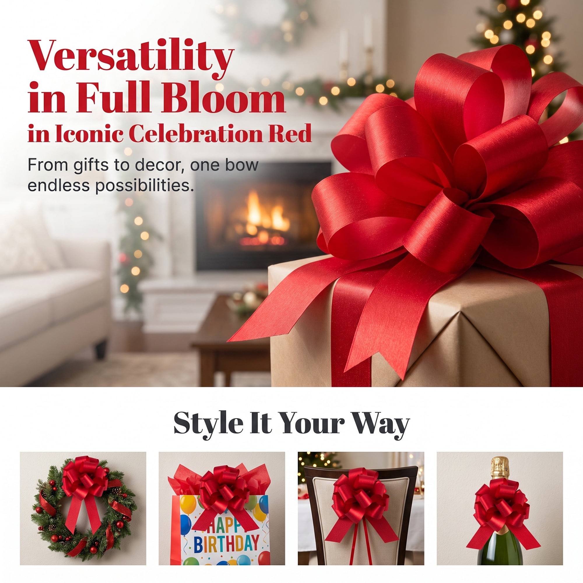 Unique Bargains Multi-Layered Star Bows for Decoration and Gift Wrapping Purposes Red