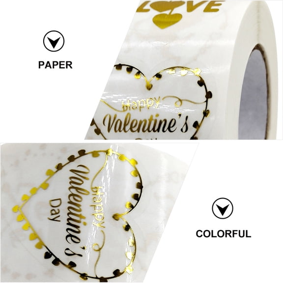HEMOTON Valentine's Day Sealing Stickers for Decor White Paper Stickers with Heart Shape 1 Roll
