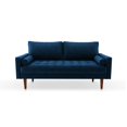 thumbnail image 2 of Enor Furniture Jaiden 70" Square Arm Modern Velvet & Wood Sofa in Space Blue, 2 of 2