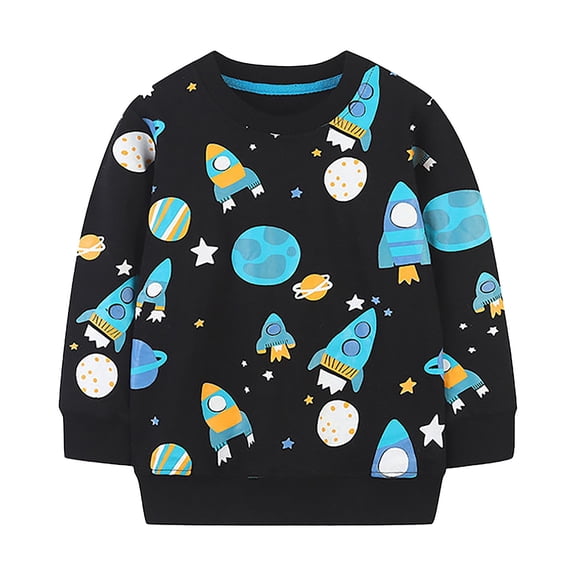 Tisuna Kids Boys Sweatshirts Child Fashion Long Sleeve Sweatshirt Toddler Cartoon Print Autumn Winter Tops Clothes Size 1-2 Years