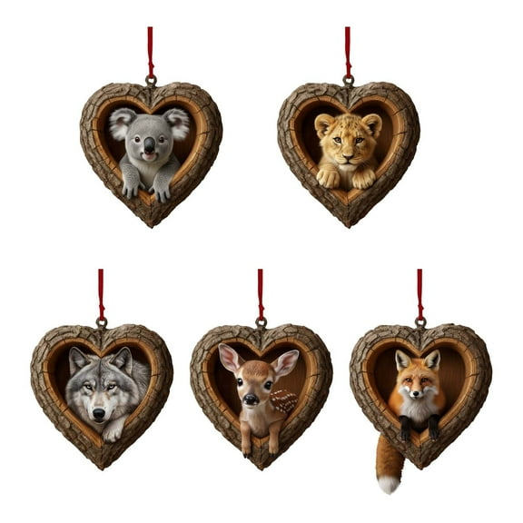 Fwttom Animal Christmas Tree Ornaments - Adorable Creatures 2D Flat Hanging Holiday Vacation Party Christmas Decorations, Lovely Gift for Family Friends