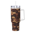 thumbnail image 2 of Coffee Beans Cup Insulated Tumbler Stainless Steel Vacuum Travel Mug 40 oz with Handle and Straw Lid, 2 of 7