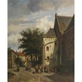 thumbnail image 2 of Adrianus Eversen 12x14 Black Ornate Wood Framed Double Matted Museum Art Print Titled: Behind the Westerkerk in Enkhuizen (ca. 1880), 2 of 5