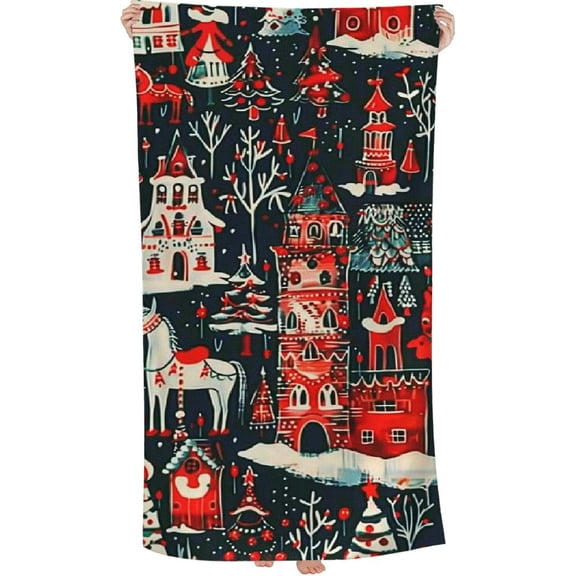 PHYHOO Beach Towels Christmas Or Bath Towel Quick Dry Towel for Beach Christmas Holiday for Bathroom Swim 30x60in