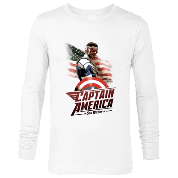 Marvel Avengers Sam Wilson Captain America Flag - Long Sleeve T-Shirt for Men - Customized-White