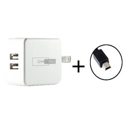 OMNIHIL Replacement 2-Port USB Charger+(32FT)MINI-USB for LEDMEI Cell Phone Sterilizer Sanitizer