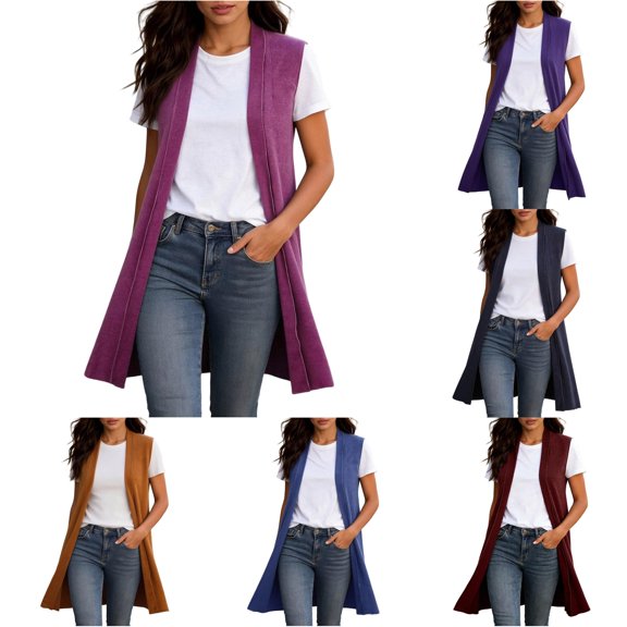 Xiaoxatg Women's Cardigan Timeless Open Front Tunic Vest for Fall and Winter Weather Elegant Long Sweater Layer for Layering Outfits Hot Pink XL