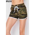 thumbnail image 2 of Buttery Smooth Green Camouflage Drawstring Waist Dolphin Shorts with Pockets - Plus Size - 1XL 2XL 3XL Green 1XL/2XL, 2 of 2