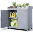 thumbnail image 5 of Lofka Outdoor Garden Patio Wooden Storage Cabinet with Potting Benches, Gray, 5 of 9