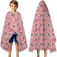 thumbnail image 3 of Pink Christmas Santa and Tree Pattern Hooded Bath Towel，60"x35" for Ages 3 To 12 Kids, Quick Dry Lightweight Soft Microfiber Hood Beach Towel Cover Up for Kids, 3 of 7