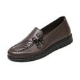 thumbnail image 2 of EKVAHL Women's Slip‑On Casual Loafers, PU Leather Vintage Walking Flats, Anti Slip Wide Fit Elderly Daily Walking Shoes Brown, 2 of 4